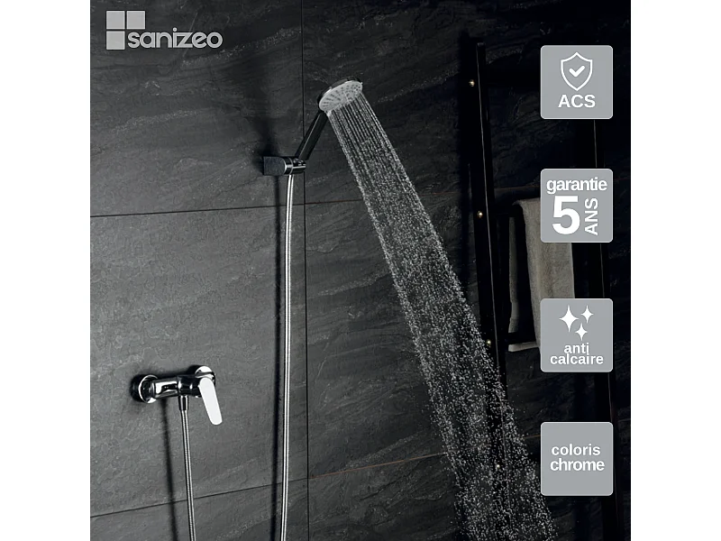 Ensemble de Douche Anti-Calcaire Chrome BELGICA BDZ044-5