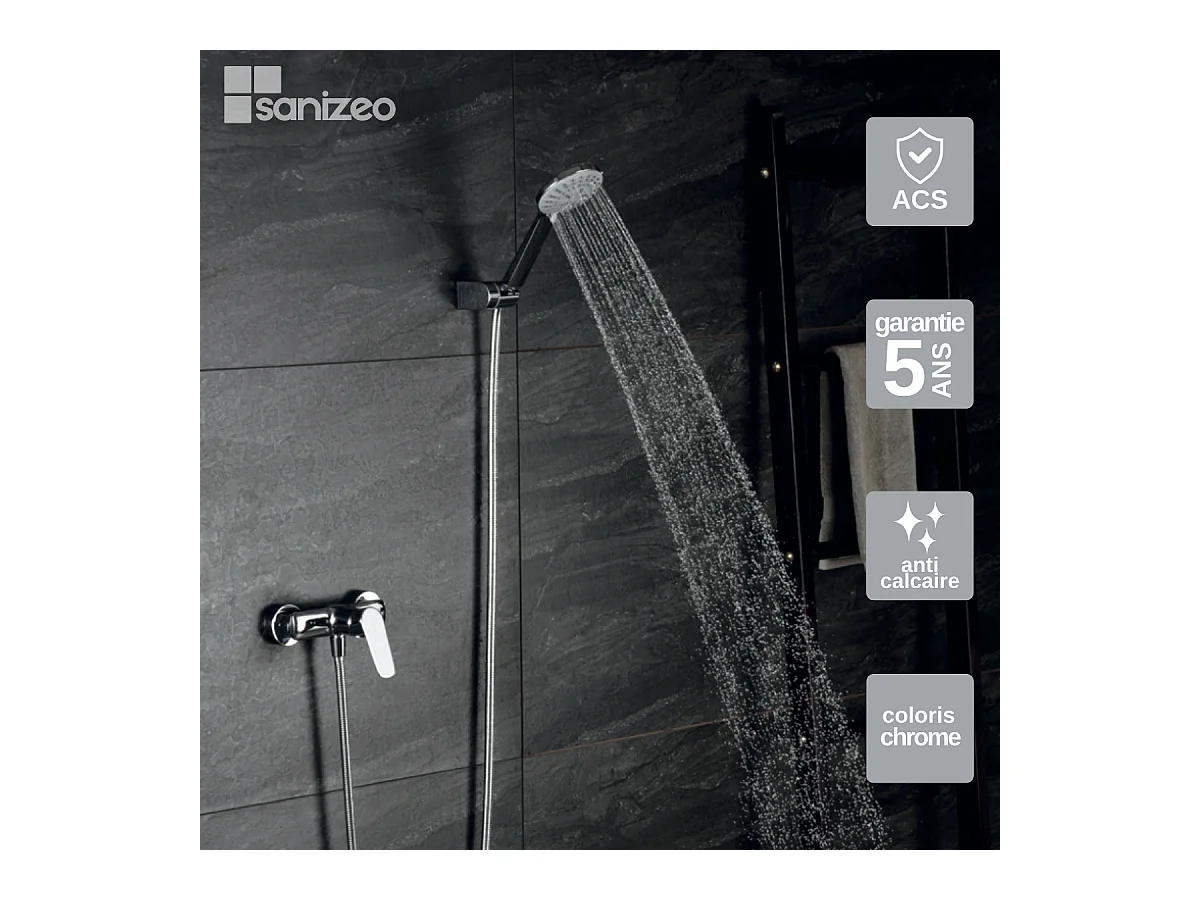 Ensemble de Douche Anti-Calcaire Chrome BELGICA BDZ044-5