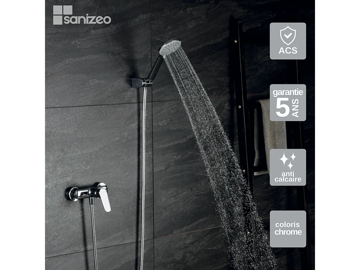 Ensemble de Douche Anti-Calcaire Chrome BELGICA BDZ044-5