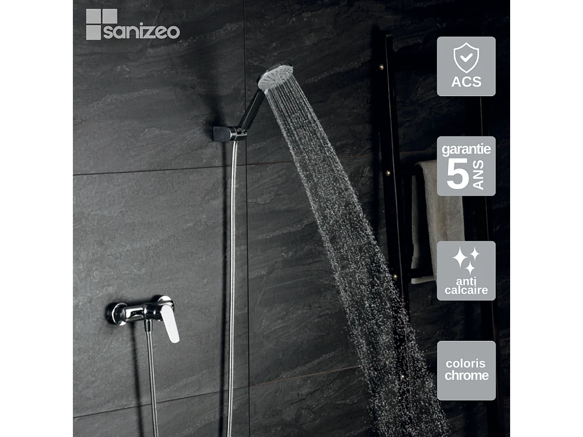 Ensemble de Douche Anti-Calcaire Chrome BELGICA BDZ044-5