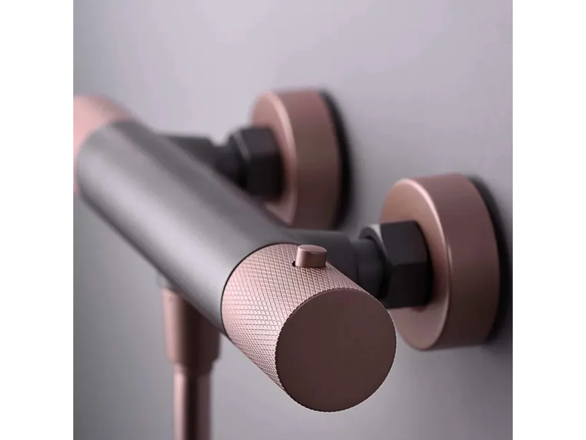 Ensemble de Douche Anti-Calcaire Thermostatique Gris et Champagne LINE BTD038-5GC