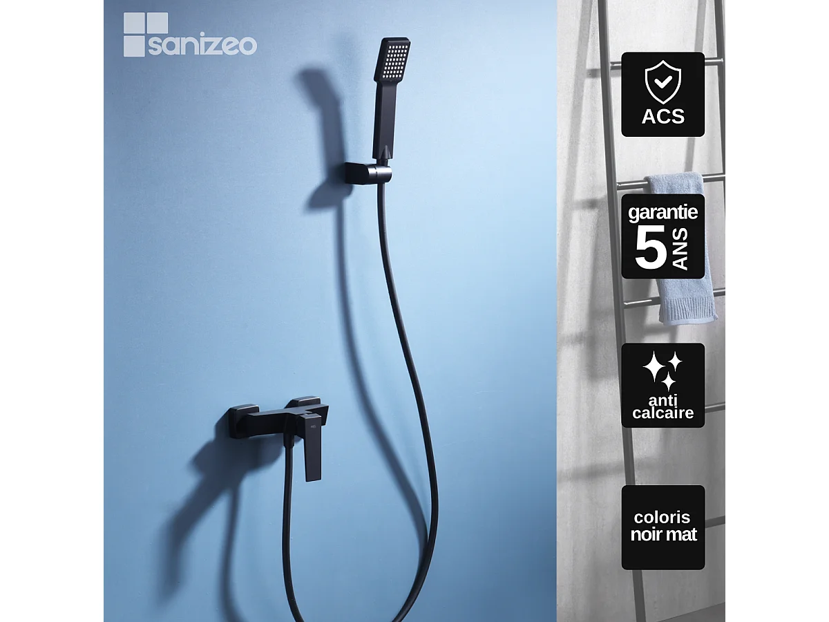 Ensemble de Douche Anti-Calcaire Noir Mat ART BDAR025-5NG