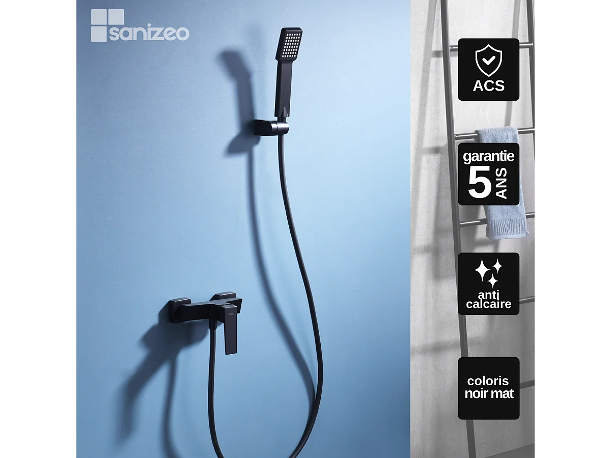 Ensemble de Douche Anti-Calcaire Noir Mat ART BDAR025-5NG