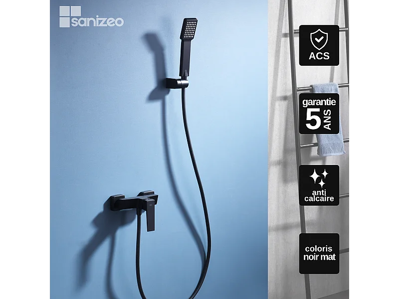 Ensemble de Douche Anti-Calcaire Noir Mat ART BDAR025-5NG