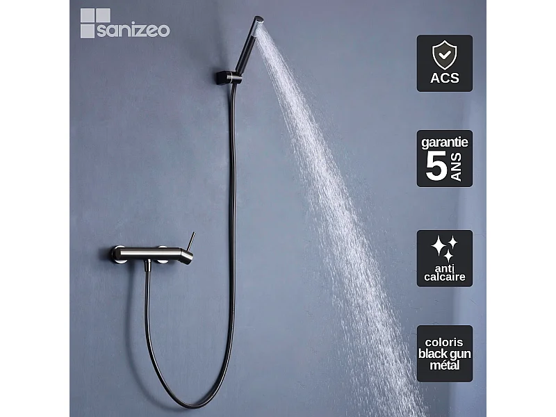 Ensemble de Douche Anti-Calcaire Black Gun Métal MONZA BDM039-5BGM