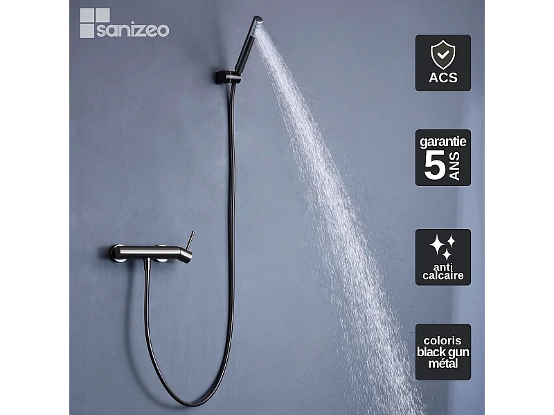 Ensemble de Douche Anti-Calcaire Black Gun Métal MONZA BDM039-5BGM