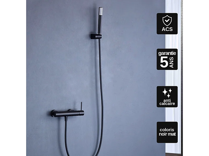 Ensemble de Douche Anti-Calcaire Noir Mat  MONZA BDM039-5NG