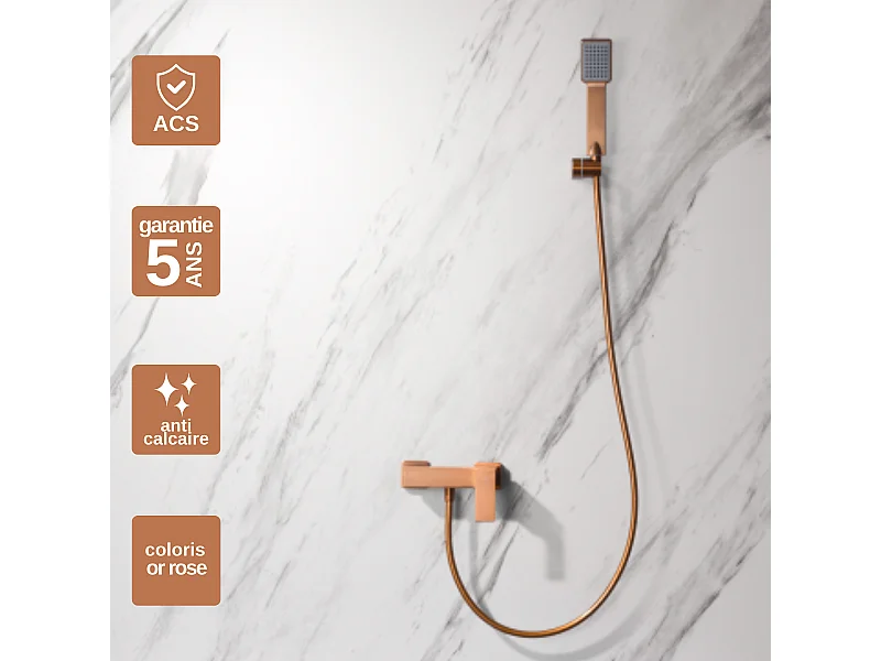 Ensemble de Douche Anti-Calcaire Or Rose Cuivré PISA BDP048-5ORC