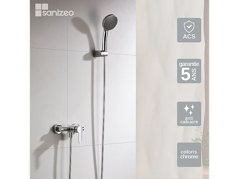 Ensemble de Douche Anti-Calcaire Chrome ROMA BDR001-5