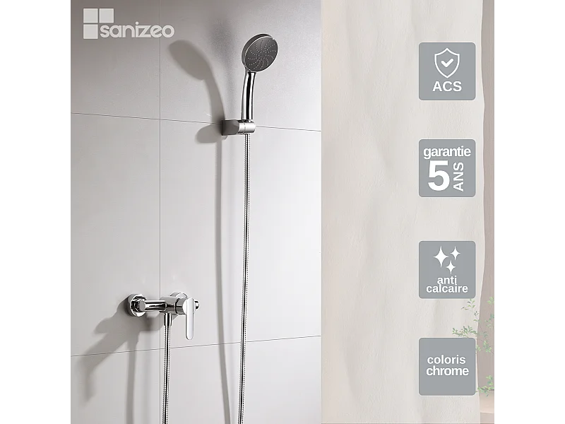 Ensemble de Douche Anti-Calcaire Chrome ROMA BDR001-5