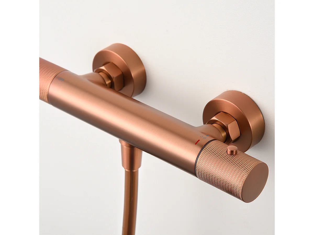 Ensemble de Douche Anti-Calcaire Thermostatique Or Rose Cuivré LINE BTD038-5/ORC