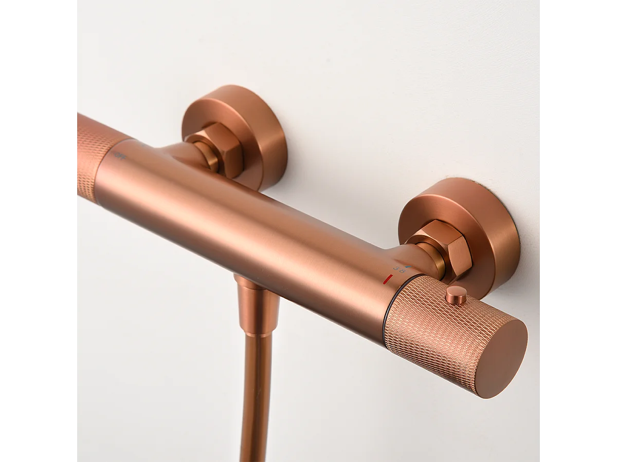 Ensemble de Douche Anti-Calcaire Thermostatique Or Rose Cuivré LINE BTD038-5/ORC