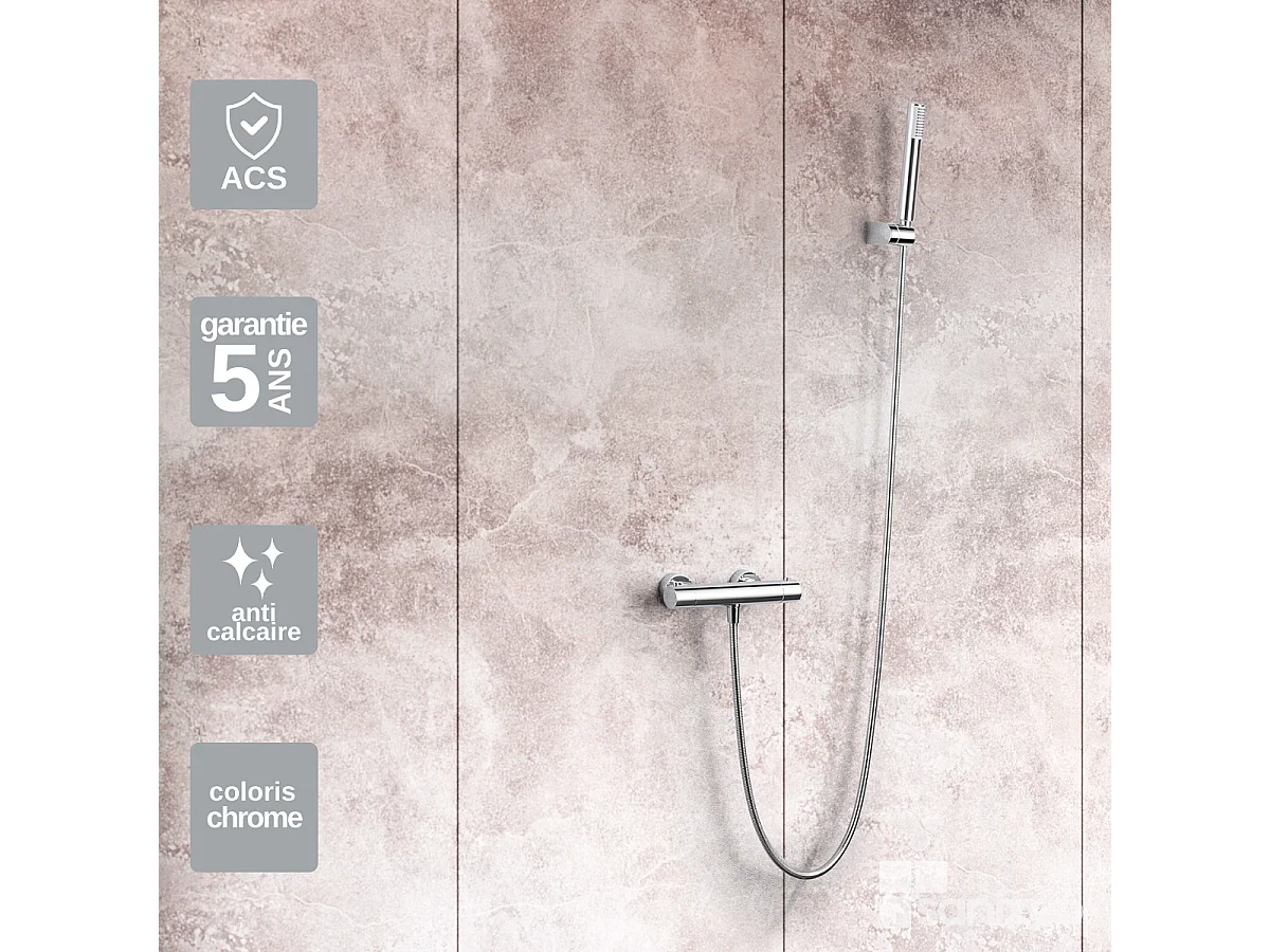 Ensemble de Douche Thermostatique Anti-Calcaire Chrome MONZA BTM039-5
