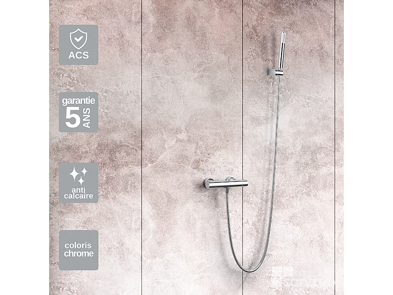 Ensemble de Douche Thermostatique Anti-Calcaire Chrome MONZA BTM039-5