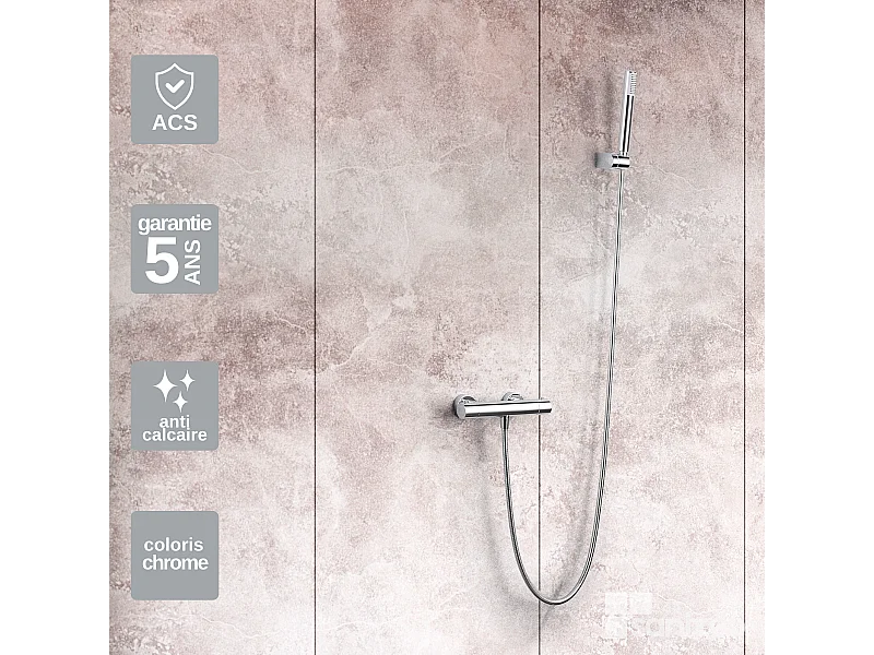 Ensemble de Douche Thermostatique Anti-Calcaire Chrome MONZA BTM039-5