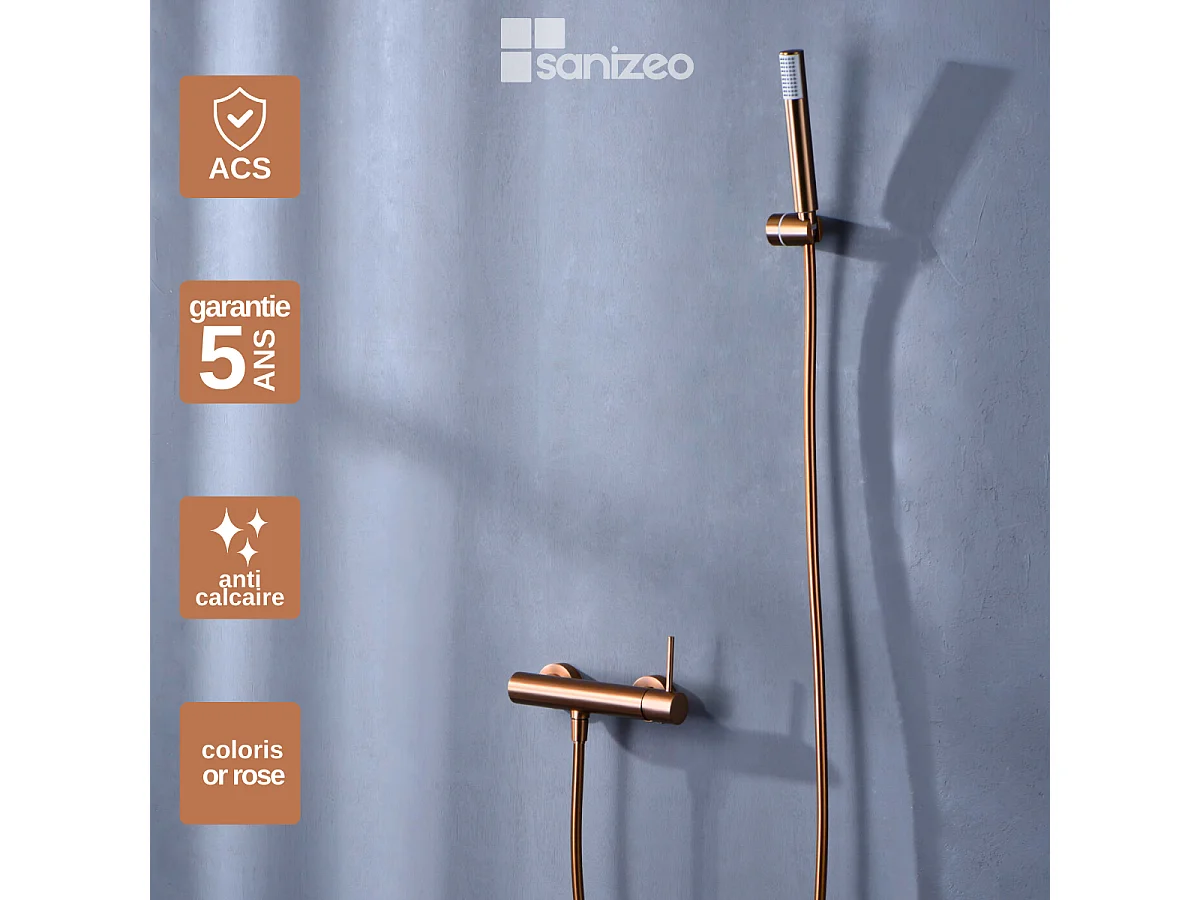 Ensemble de Douche Anti-Calcaire Or Rose Cuivré MONZA BDM039-5ORC