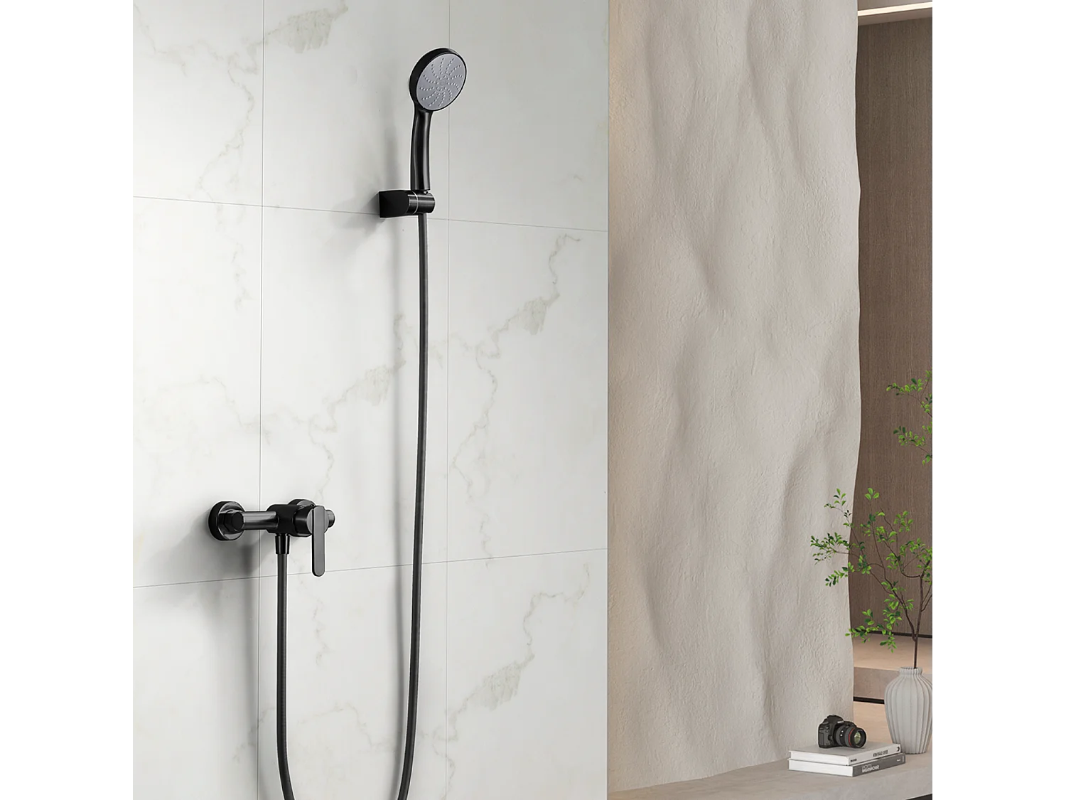 Ensemble de Douche Anti-Calcaire Noir Mat ROMA BDR001-5NG