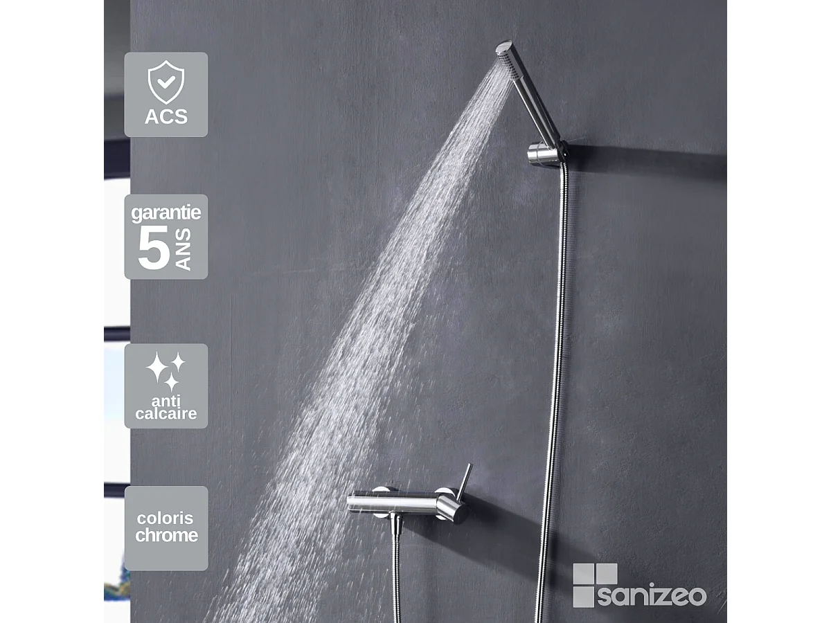 Ensemble de Douche Anti-Calcaire Chrome MONZA BDM039-5