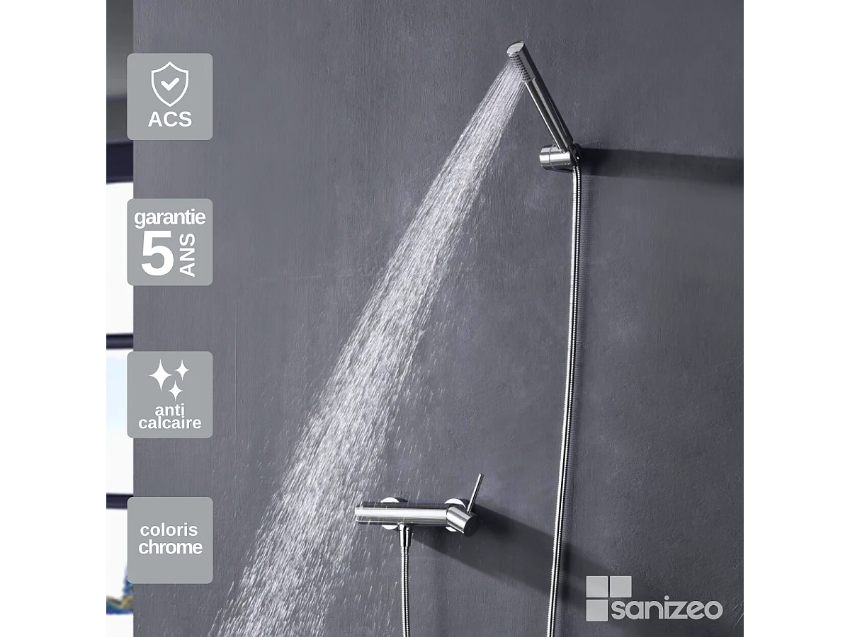 Ensemble de Douche Anti-Calcaire Chrome MONZA BDM039-5