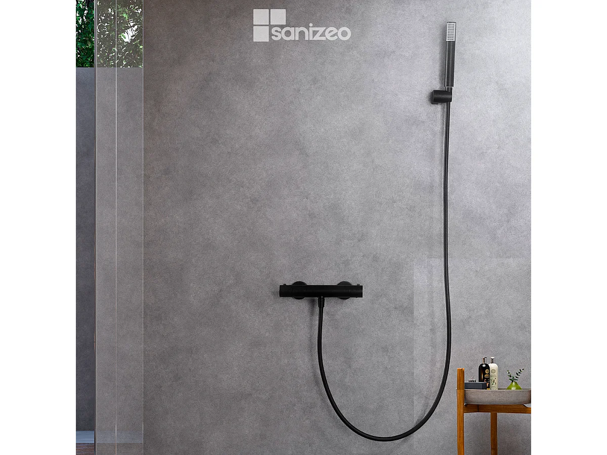 Ensemble de Douche Thermostatique Anti-Calcaire Noir Mat MONZA BTM039-5NG