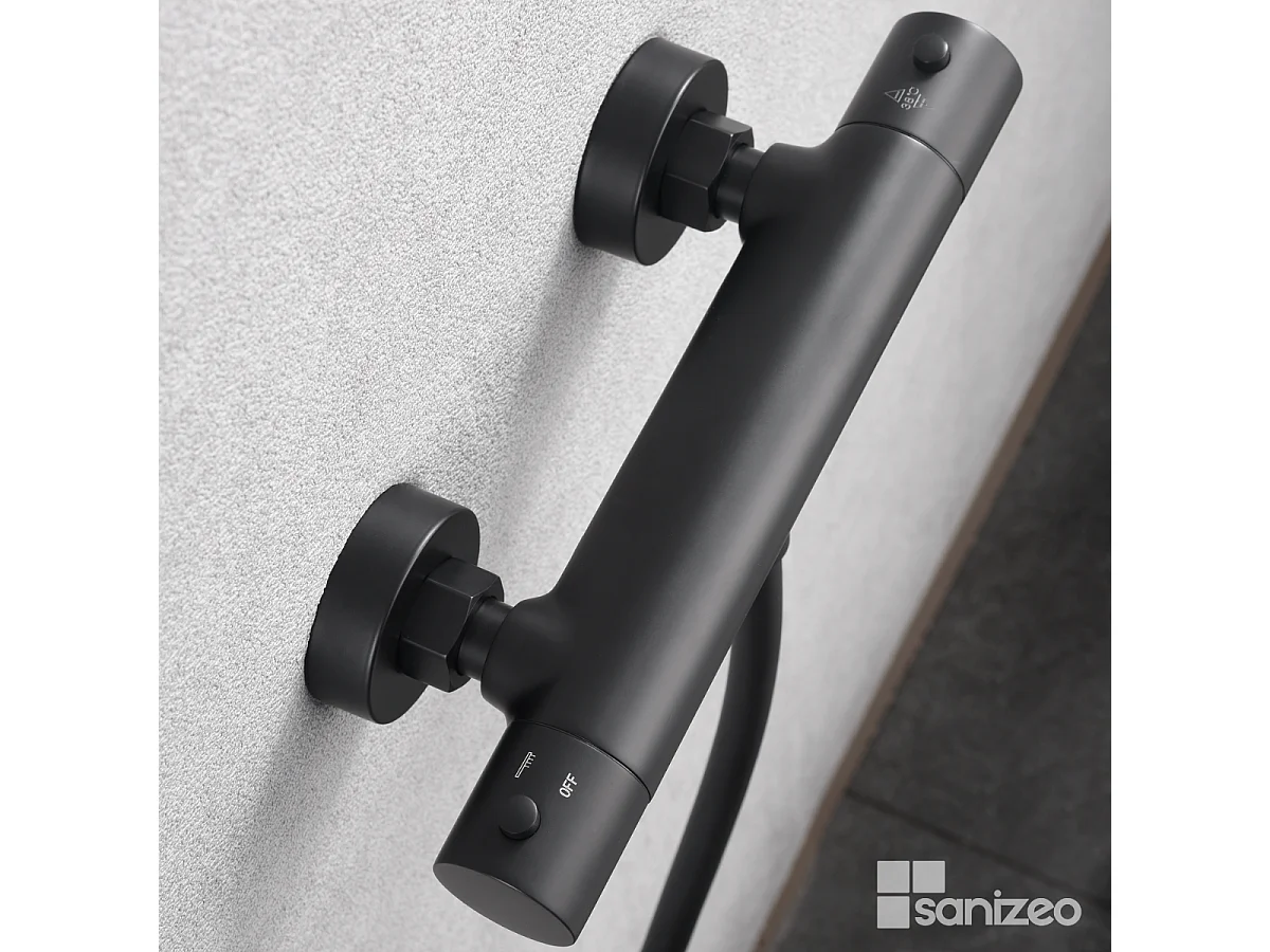 Ensemble de Douche Thermostatique Anti-Calcaire Noir Mat MONZA BTM039-5NG