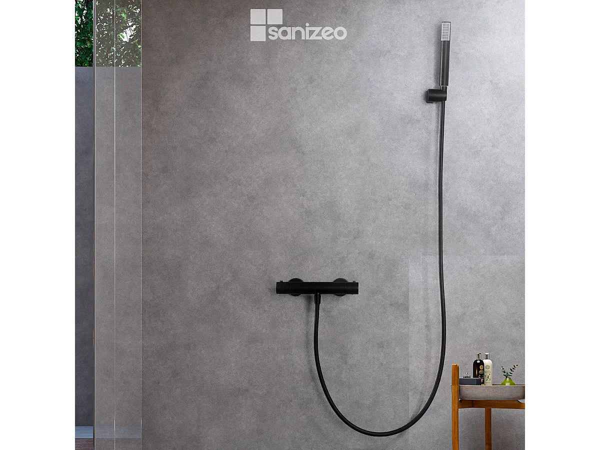 Ensemble de Douche Thermostatique Anti-Calcaire Noir Mat MONZA BTM039-5NG