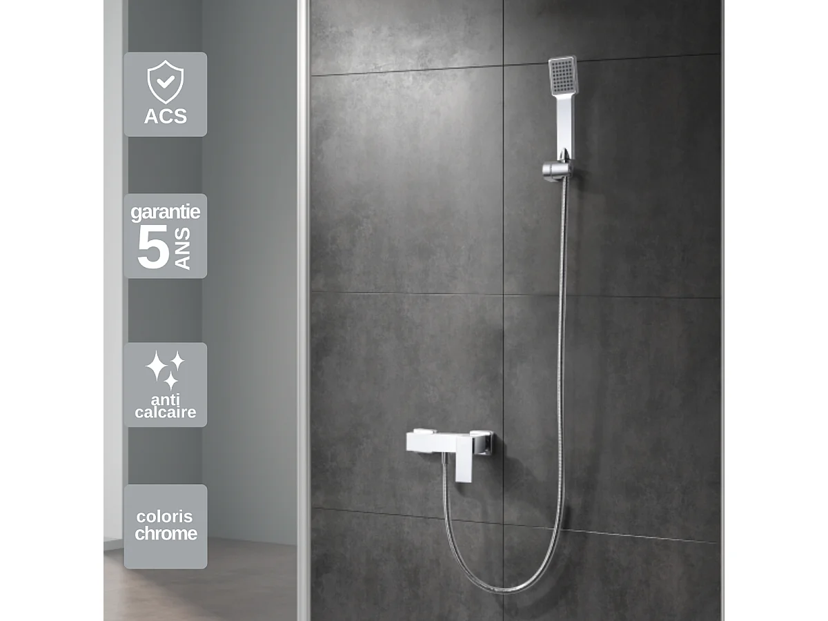 Ensemble de Douche Anti-Calcaire Chrome PISA BDP048-5