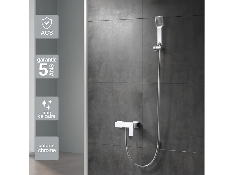 Ensemble de Douche Anti-Calcaire Chrome PISA BDP048-5