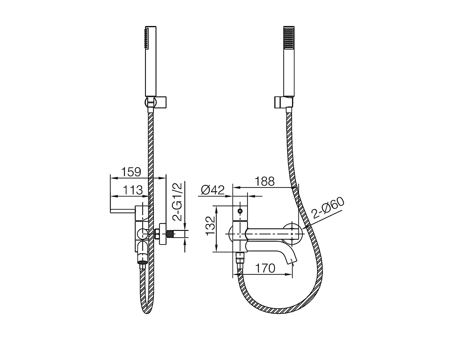 Ensemble de Douche Anti-Calcaire Or Brossé ROMA BDR001-5OC