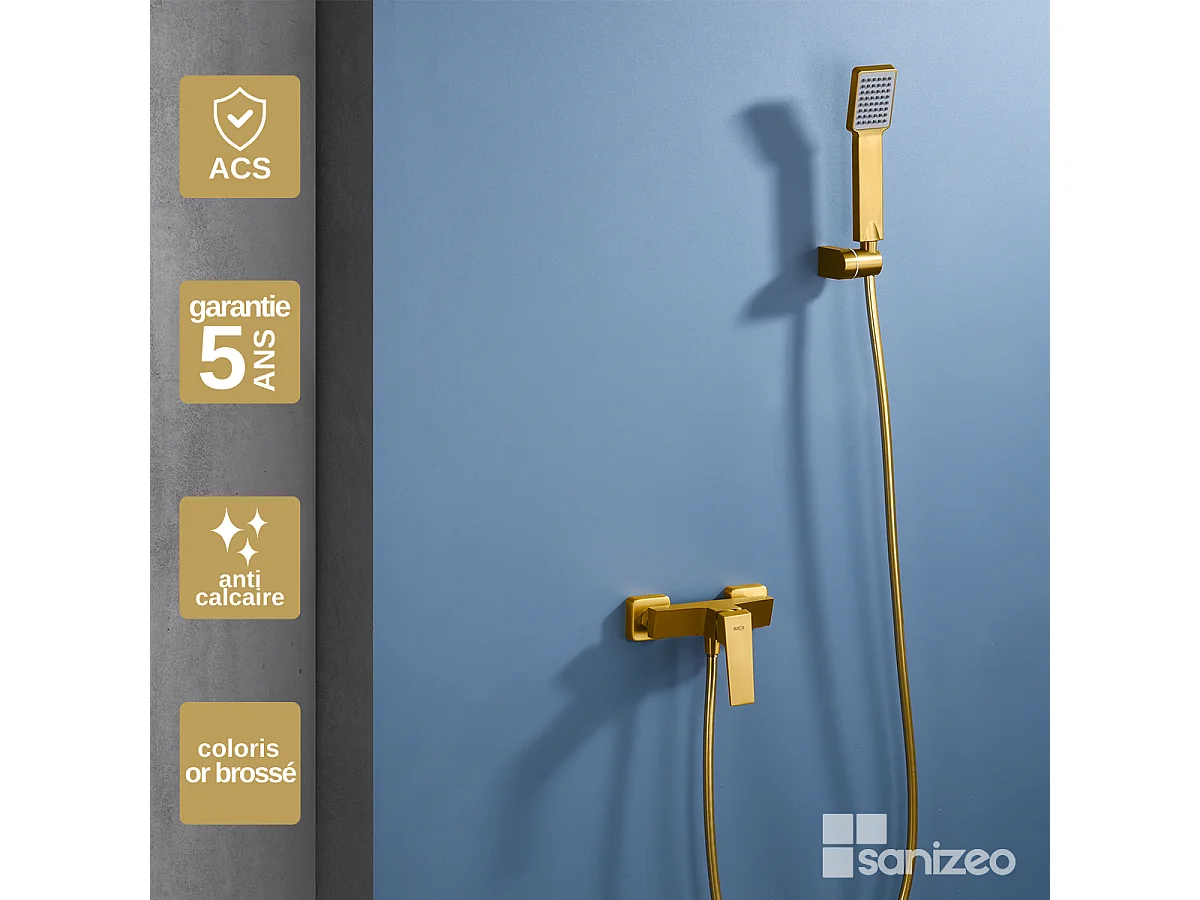 Ensemble de Douche Anti-Calcaire Or Brossé ART BDAR025-5OC