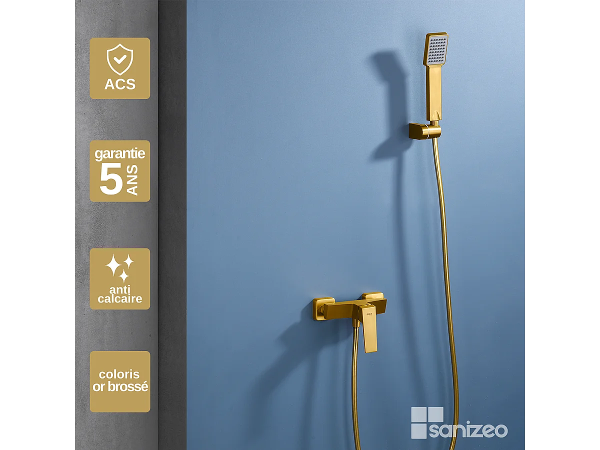 Ensemble de Douche Anti-Calcaire Or Brossé ART BDAR025-5OC