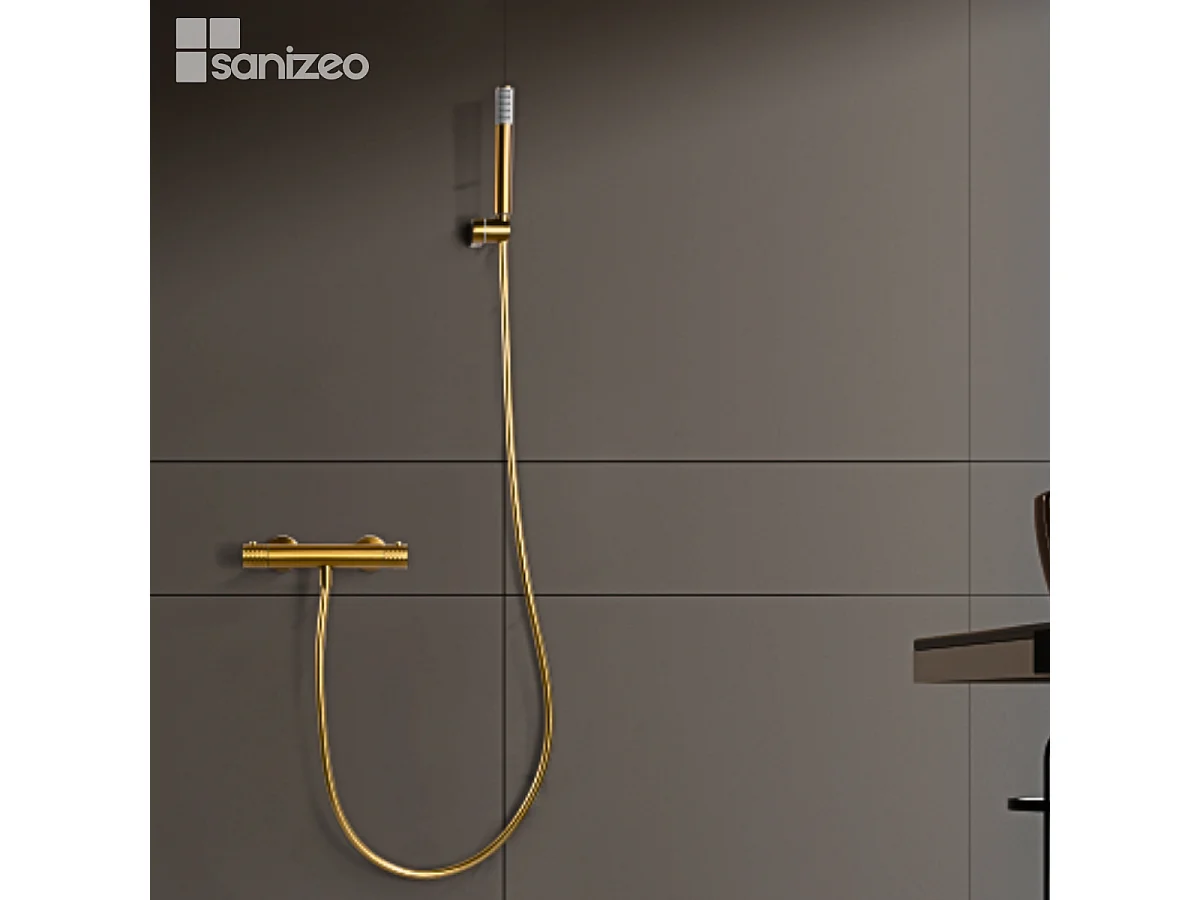 Ensemble de Douche Thermostatique Anti-Calcaire Or Brossé GENOVA BDG053-5OC