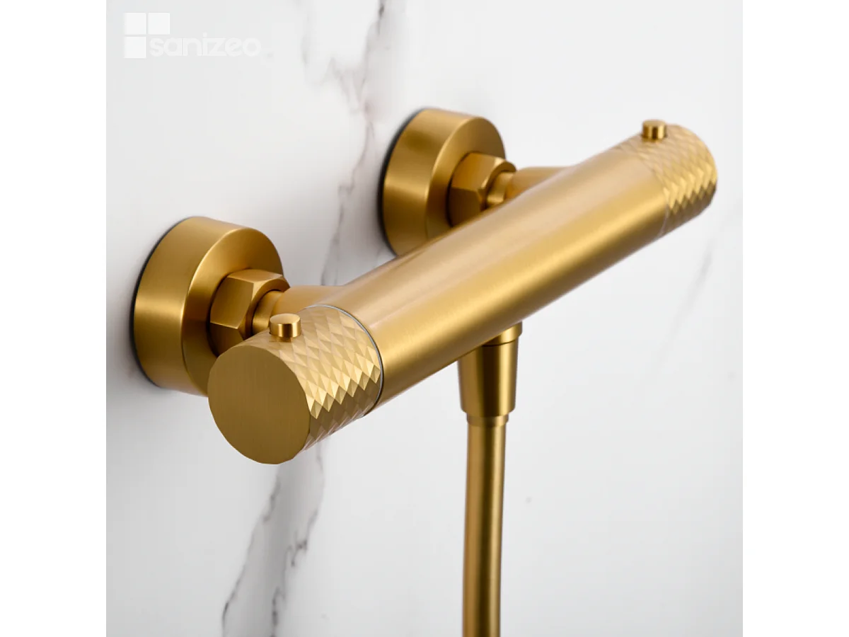 Ensemble de Douche Thermostatique Anti-Calcaire Or Brossé GENOVA BDG053-5OC