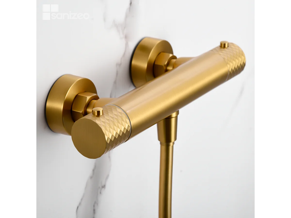 Ensemble de Douche Thermostatique Anti-Calcaire Or Brossé GENOVA BDG053-5OC