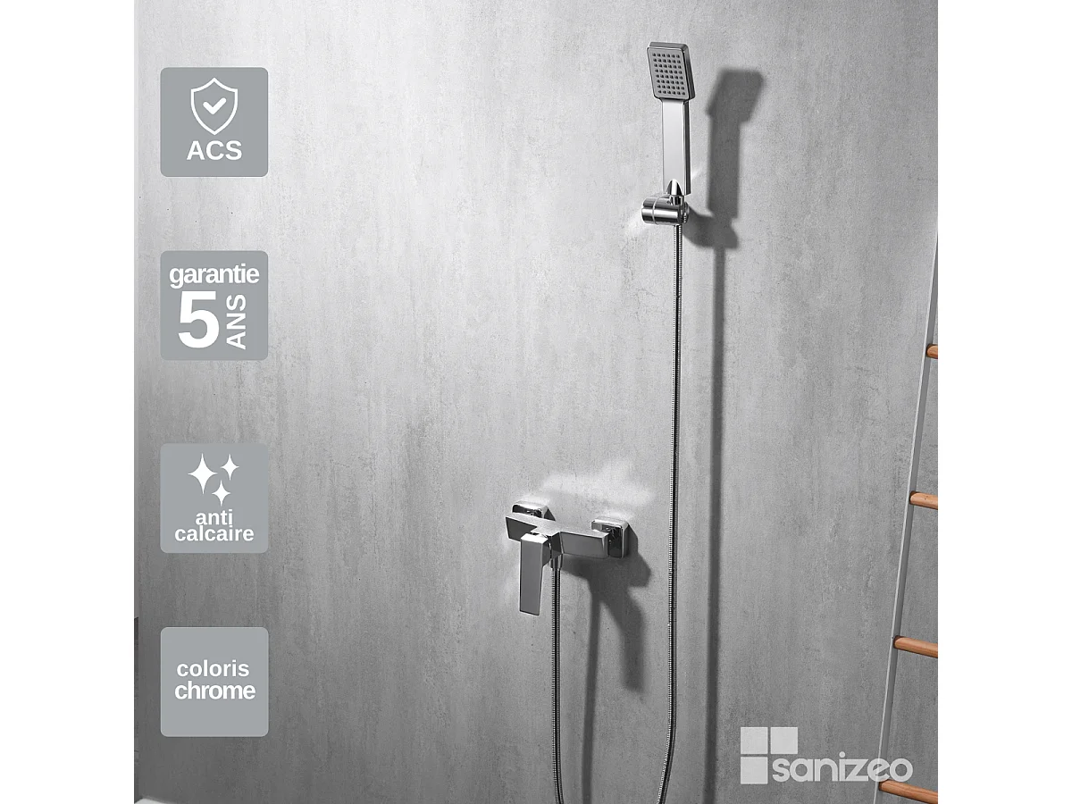 Ensemble de Douche Anti-Calcaire Chrome ART BDAR025-5