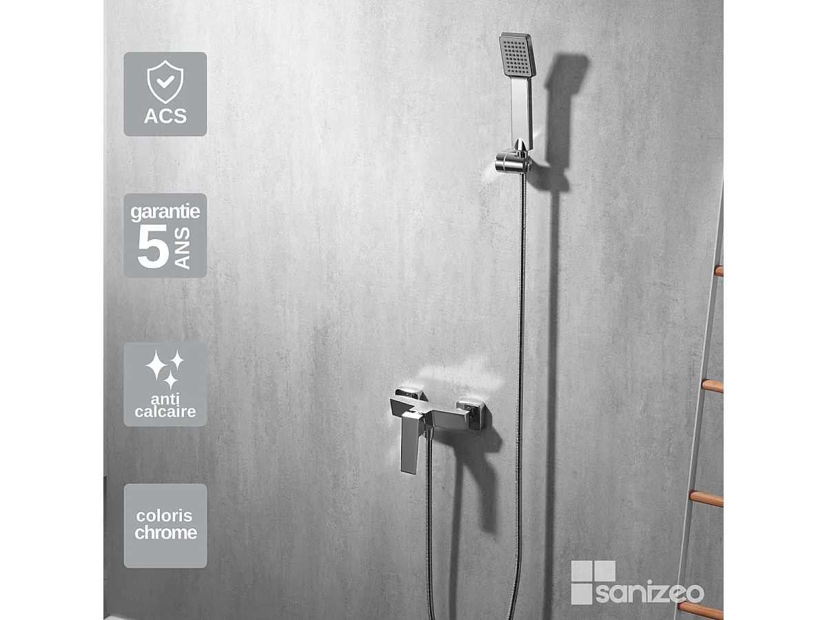 Ensemble de Douche Anti-Calcaire Chrome ART BDAR025-5