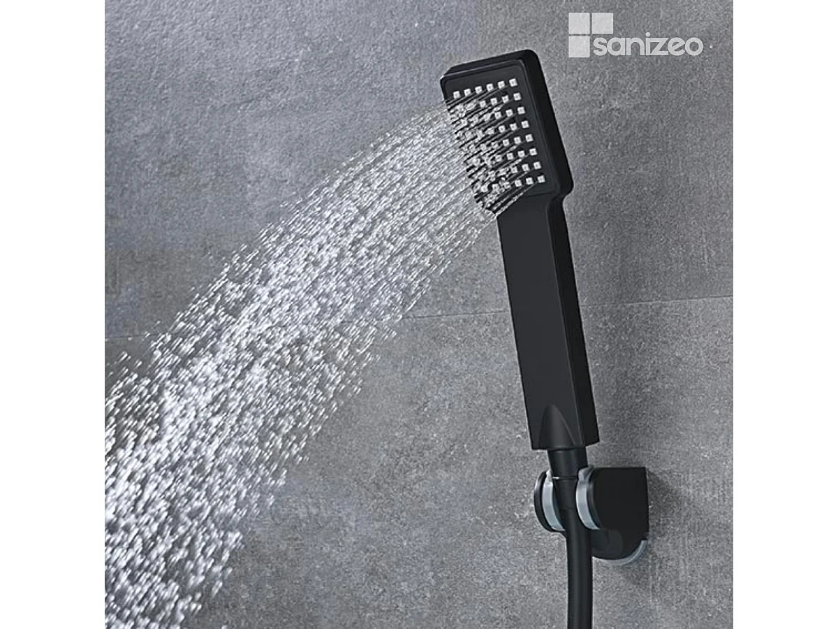 Ensemble de Douche Anti-Calcaire Thermostatique Noir Mat LINE BTD038-5NG