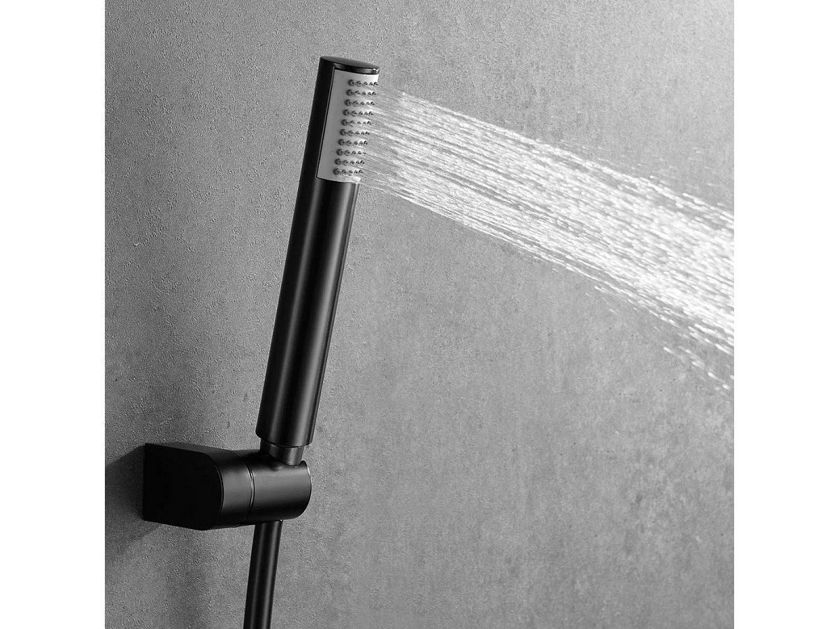 Ensemble de Douche Anti-Calcaire Thermostatique Noir Mat LINE BTD038-5NG