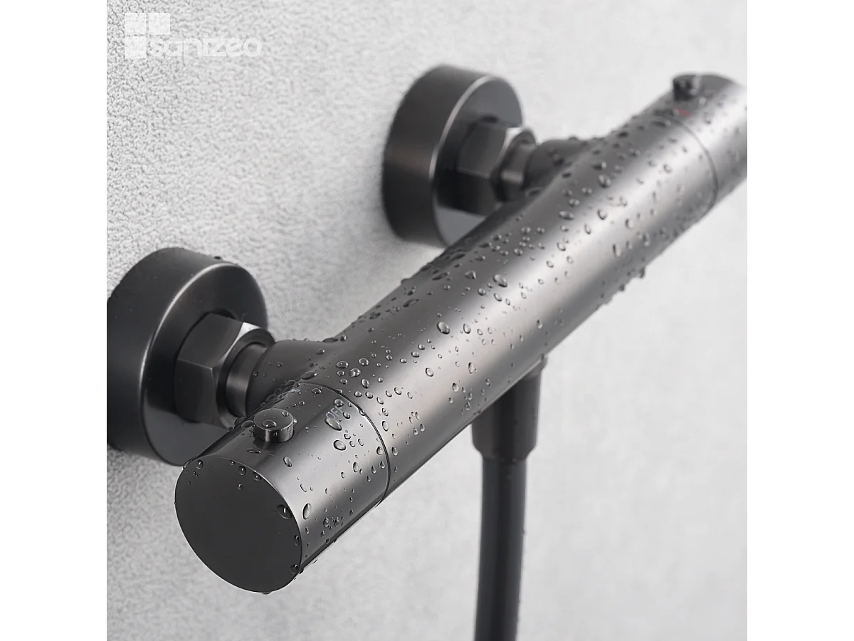 Ensemble de Douche Thermostatique Anti-Calcaire Black Gun Métal MONZA BTM039-5BGM