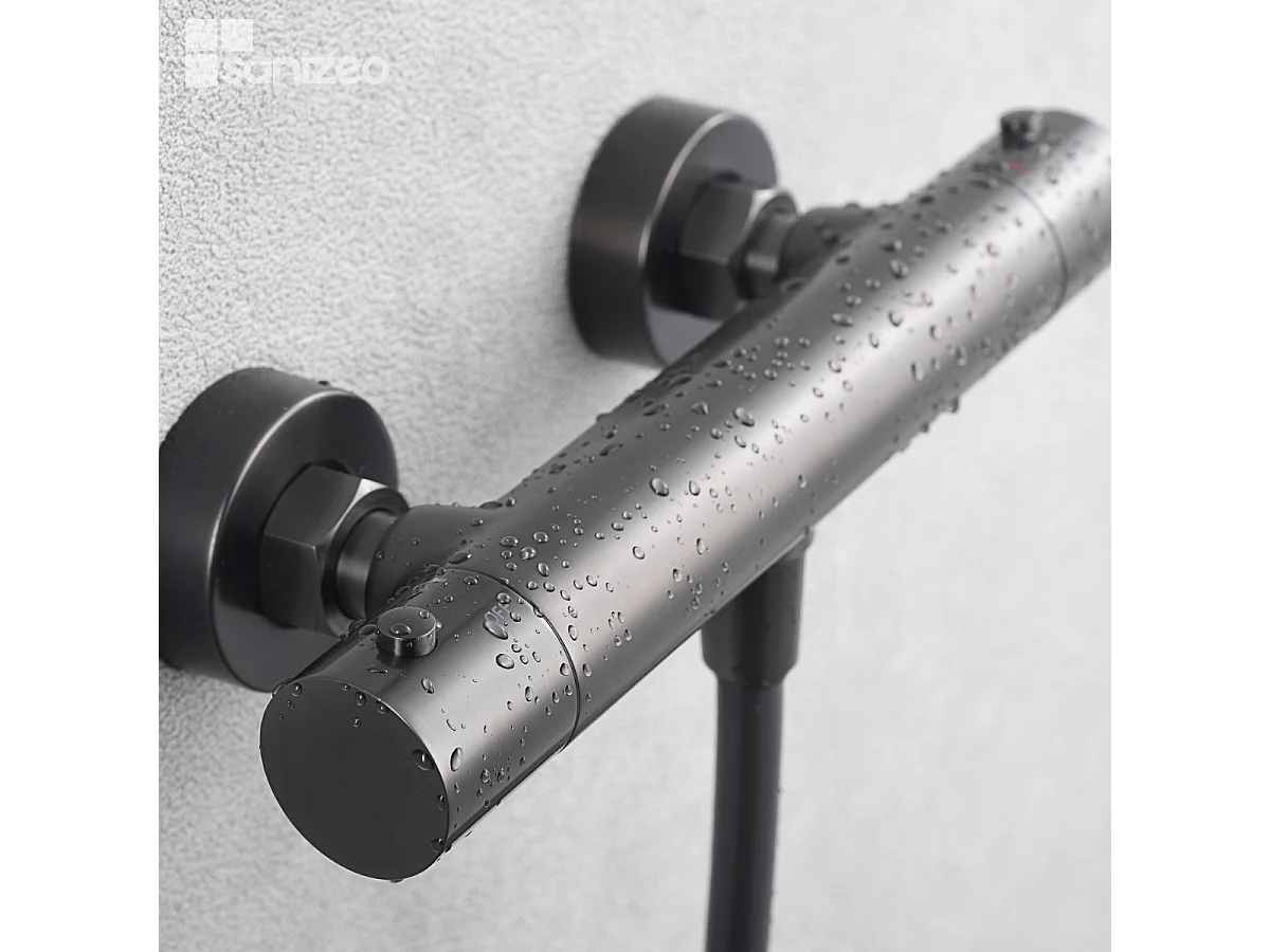 Ensemble de Douche Thermostatique Anti-Calcaire Black Gun Métal MONZA BTM039-5BGM