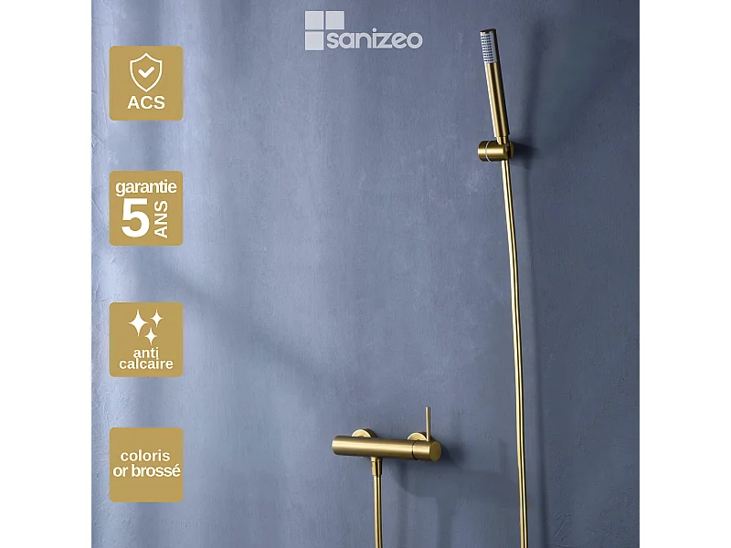 Ensemble de Douche Anti-Calcaire Or Brossé MONZA BDM039-5OC
