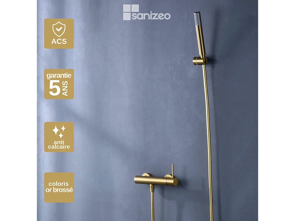 Ensemble de Douche Anti-Calcaire Or Brossé MONZA BDM039-5OC