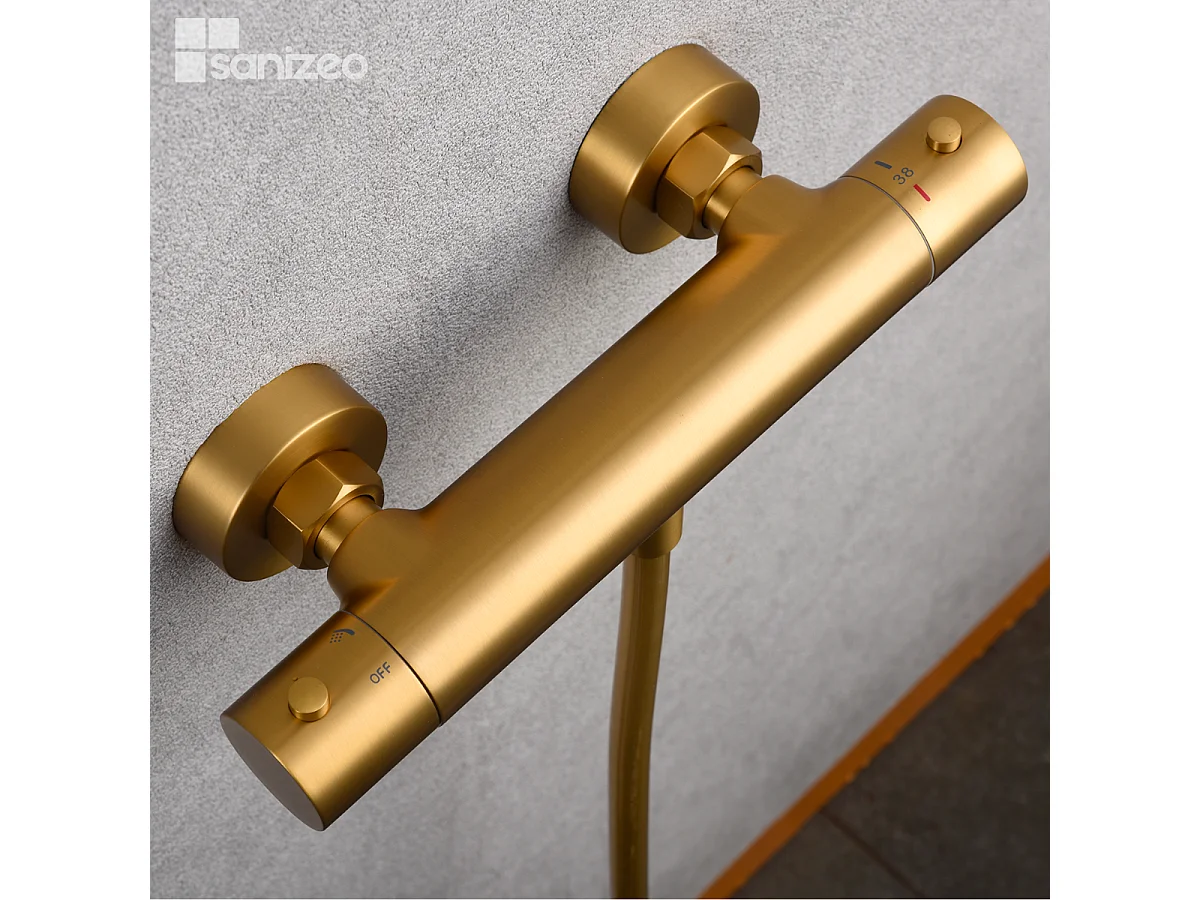 Ensemble de Douche Thermostatique Anti-Calcaire Or Brossé MONZA BTM039-5OC