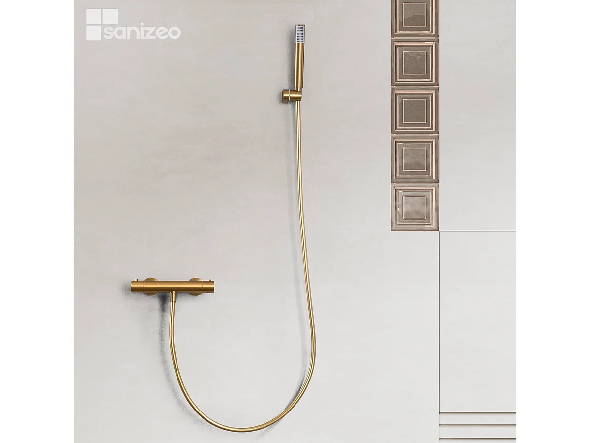 Ensemble de Douche Thermostatique Anti-Calcaire Or Brossé MONZA BTM039-5OC