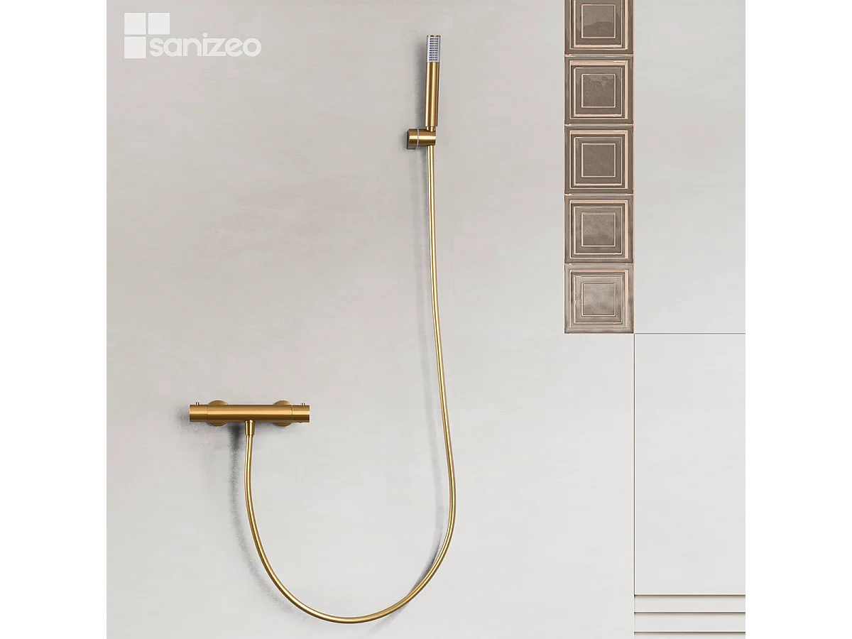 Ensemble de Douche Thermostatique Anti-Calcaire Or Brossé MONZA BTM039-5OC