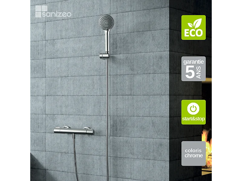 Ensemble de Douche Thermostatique Économie d'Eau Chrome ECO-KENT BTK017-5ECO