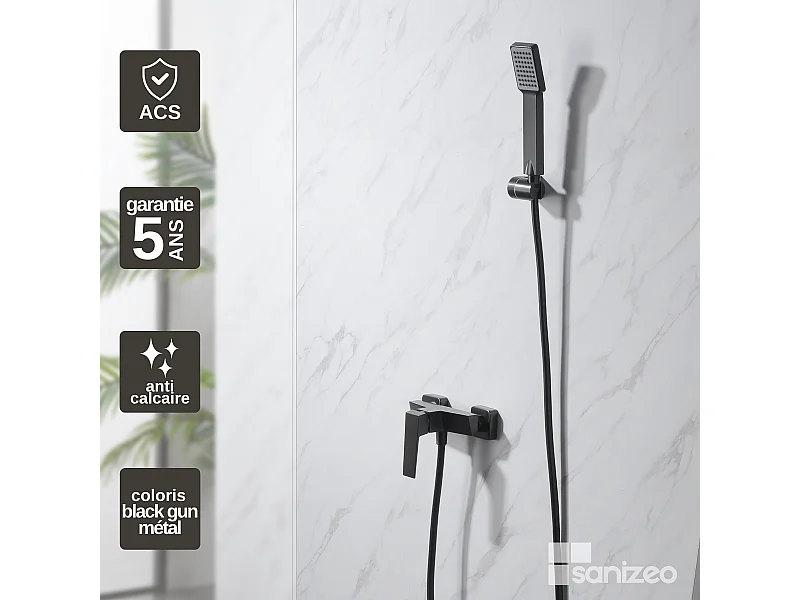 Ensemble de Douche Anti-Calcaire Black Gun Métal ART BDAR025-5BGM
