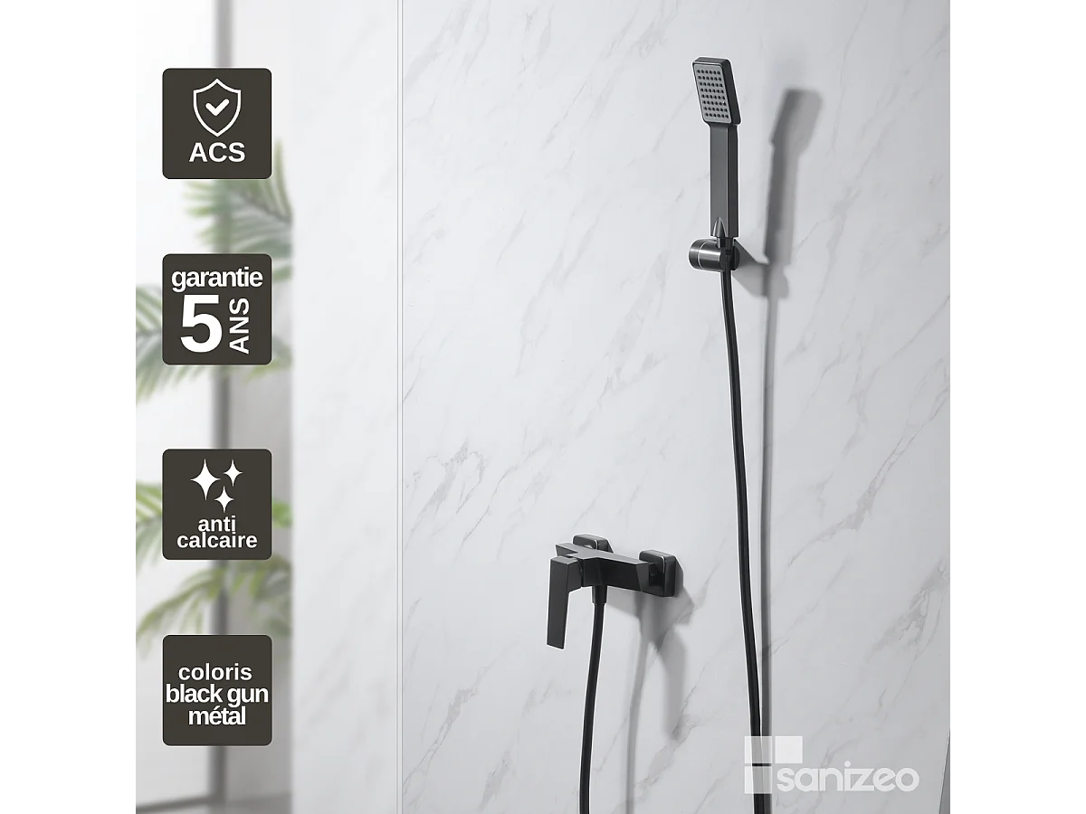 Ensemble de Douche Anti-Calcaire Black Gun Métal ART BDAR025-5BGM