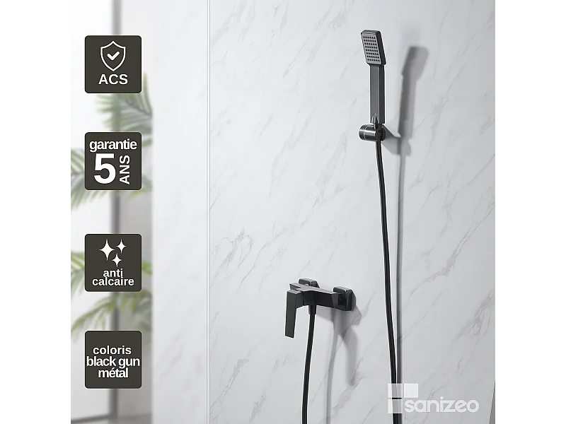 Ensemble de Douche Anti-Calcaire Black Gun Métal ART BDAR025-5BGM
