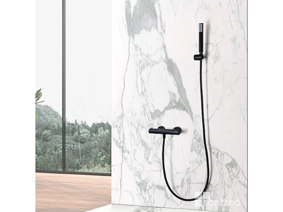 Ensemble de Douche Thermostatique Anti-Calcaire Noir Mat GENOVA BDG053-5NG